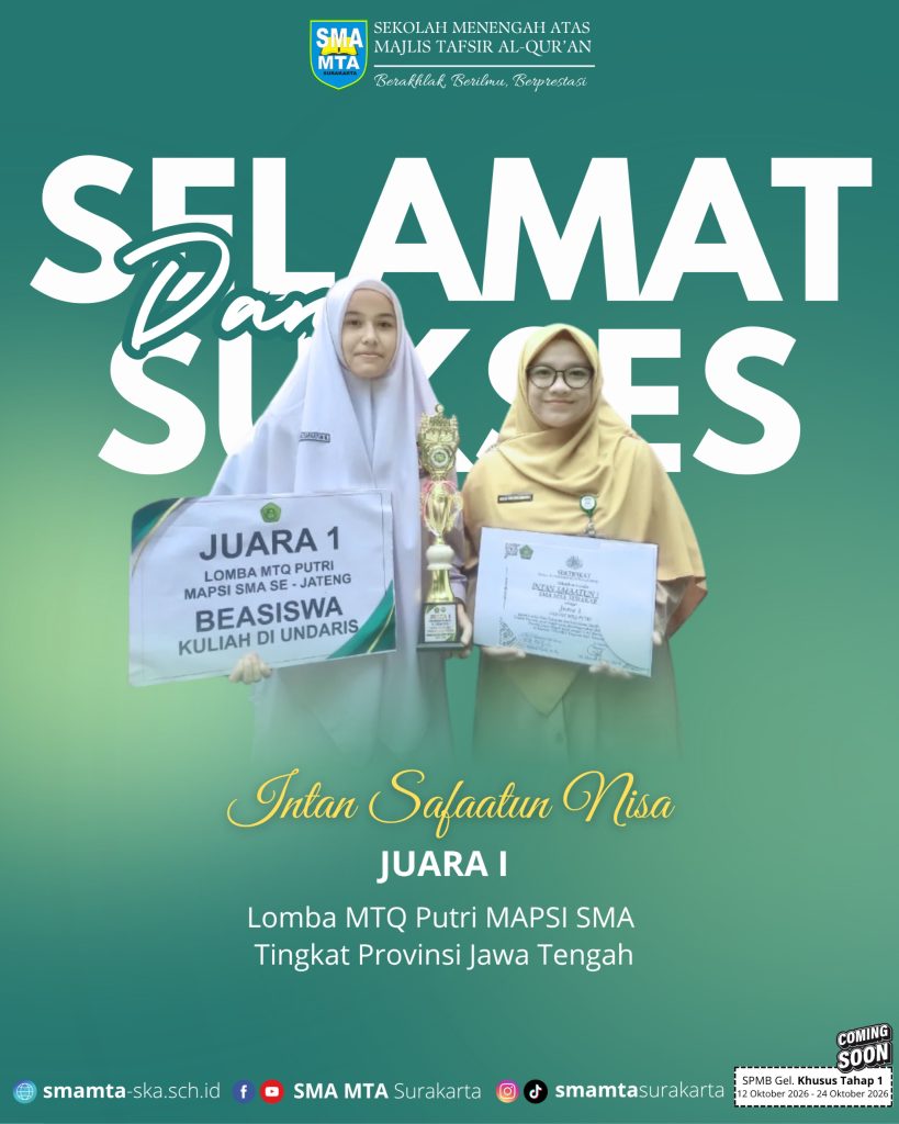 Juara 1 MTQ Putri MAPSI SMA Tingkat Provinsi Jawa Tengah 2026
